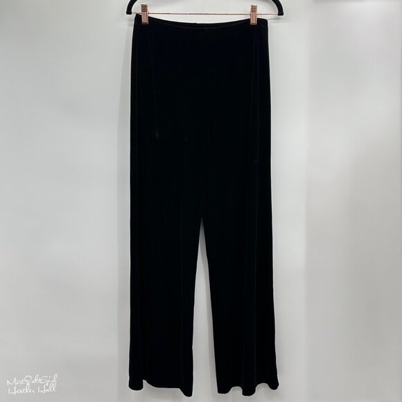 Chico's Black Velvet Textured Wide Leg Pants Size 1 - Picture 1 of 4